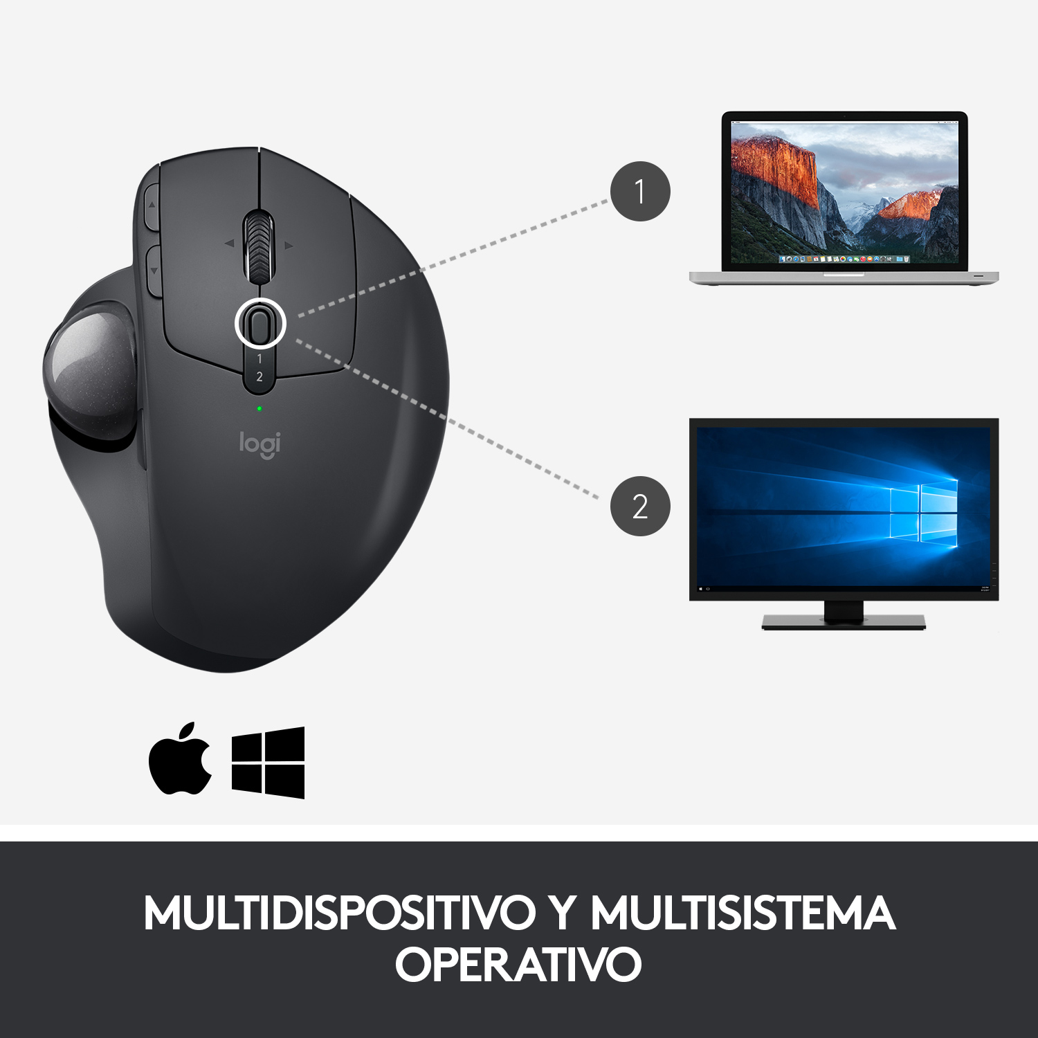 Mouse Logitech Trackball Inalámbrico Mx Ergo Recargable - Imagen 5