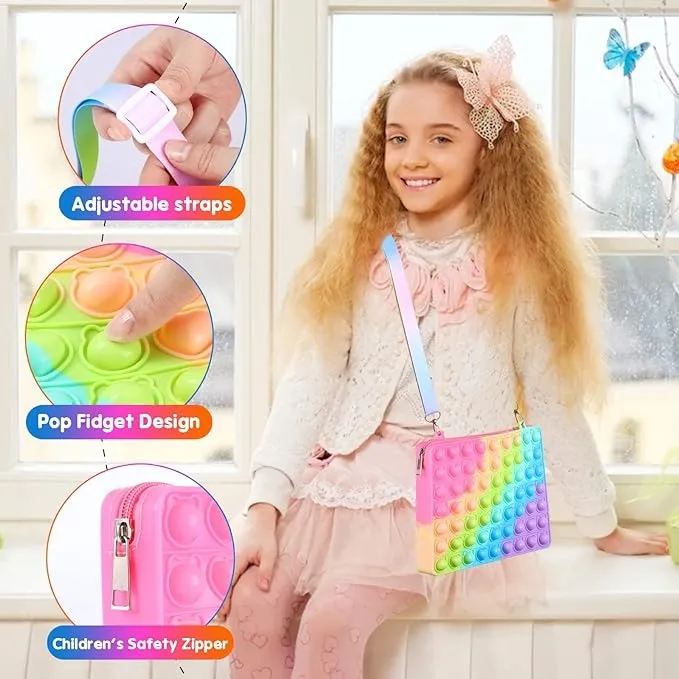 Push Pop It Bolso Arcoíris Para Niñas Burbujas Reventar - Imagen 4