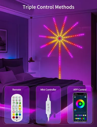 Luces De Tira De Fuegos Artificiales Led Rgb Bluetooth Firew - Imagen 3