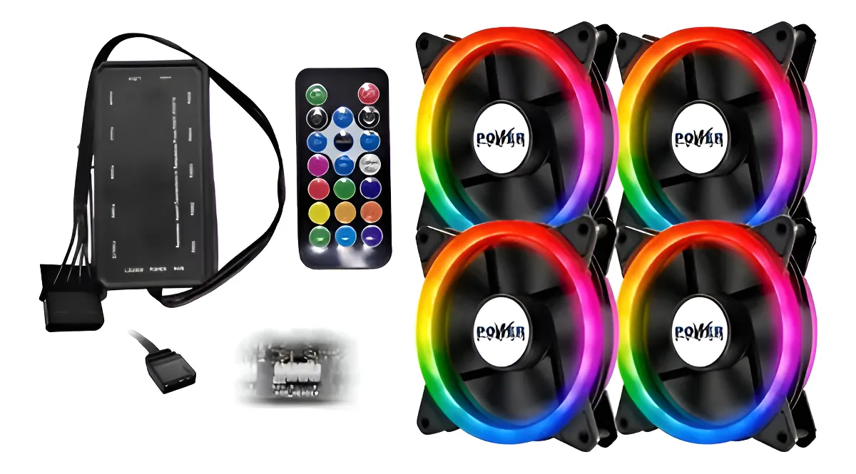 Kit 4 Ventiladores Power Group Rgb Y Argb + Controlador