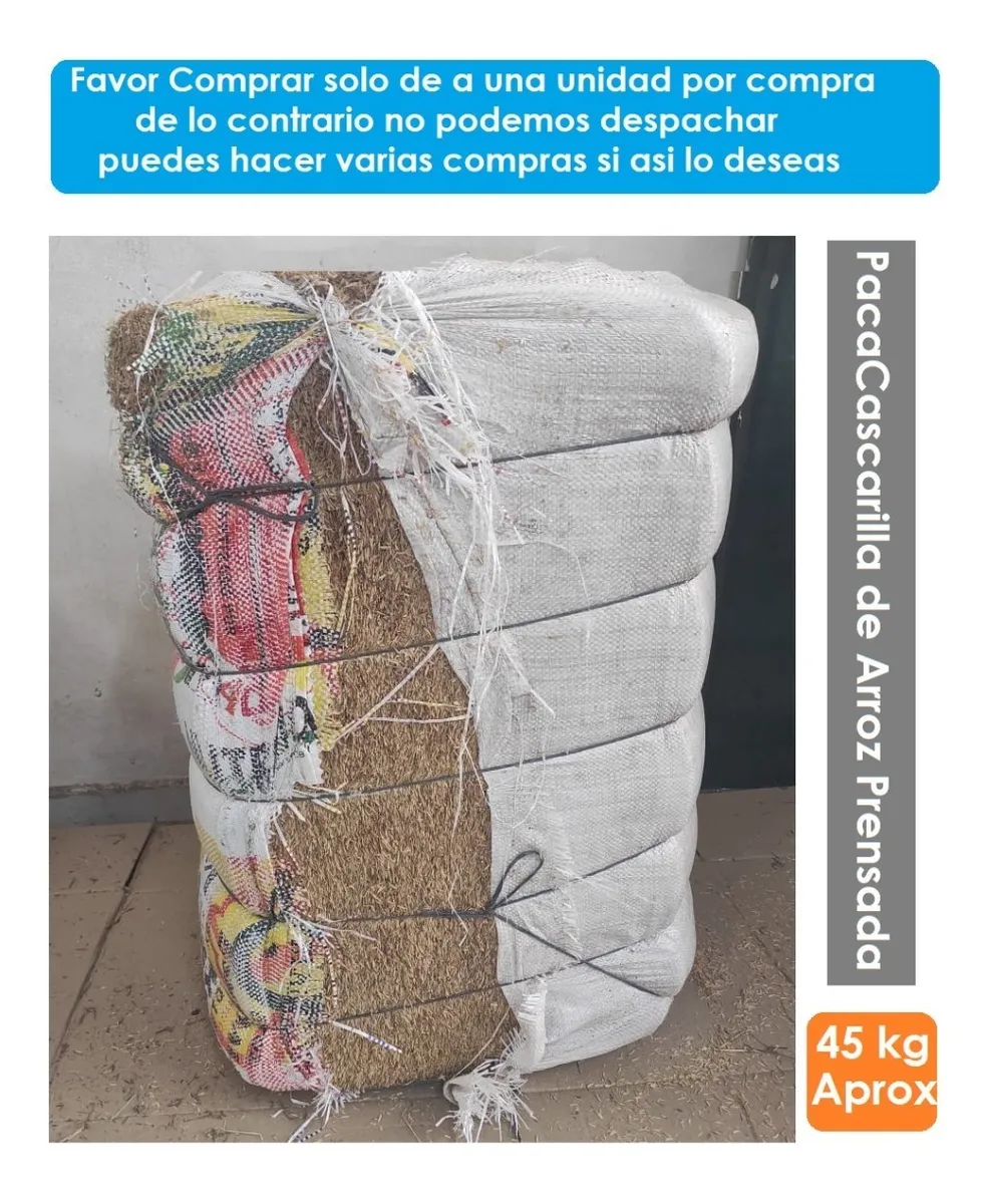 Paca Cascarilla De Arroz Prensada 45 Kilos Aproximados - Imagen 2