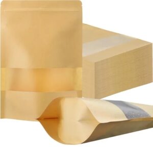 50 Bolsas Kraft Doy Pack Zipper Ventana 500 G (17x26cm)