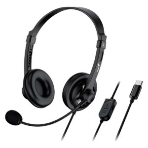 Diadema Genius Hs-230u Usb Tipo C Con Control De Volumen - Negro