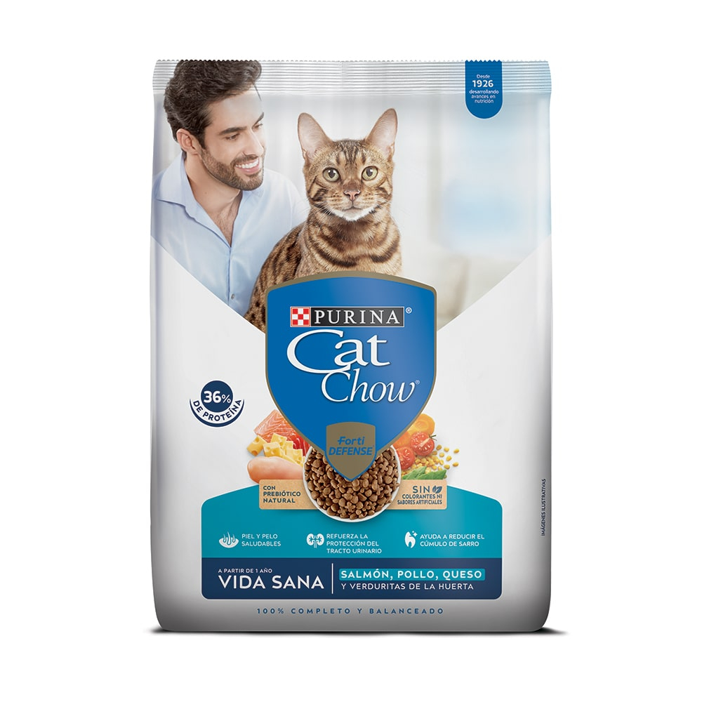 Alimento Cat Chow Gatos Vida Sana Salmón y Pollo 3 Kg