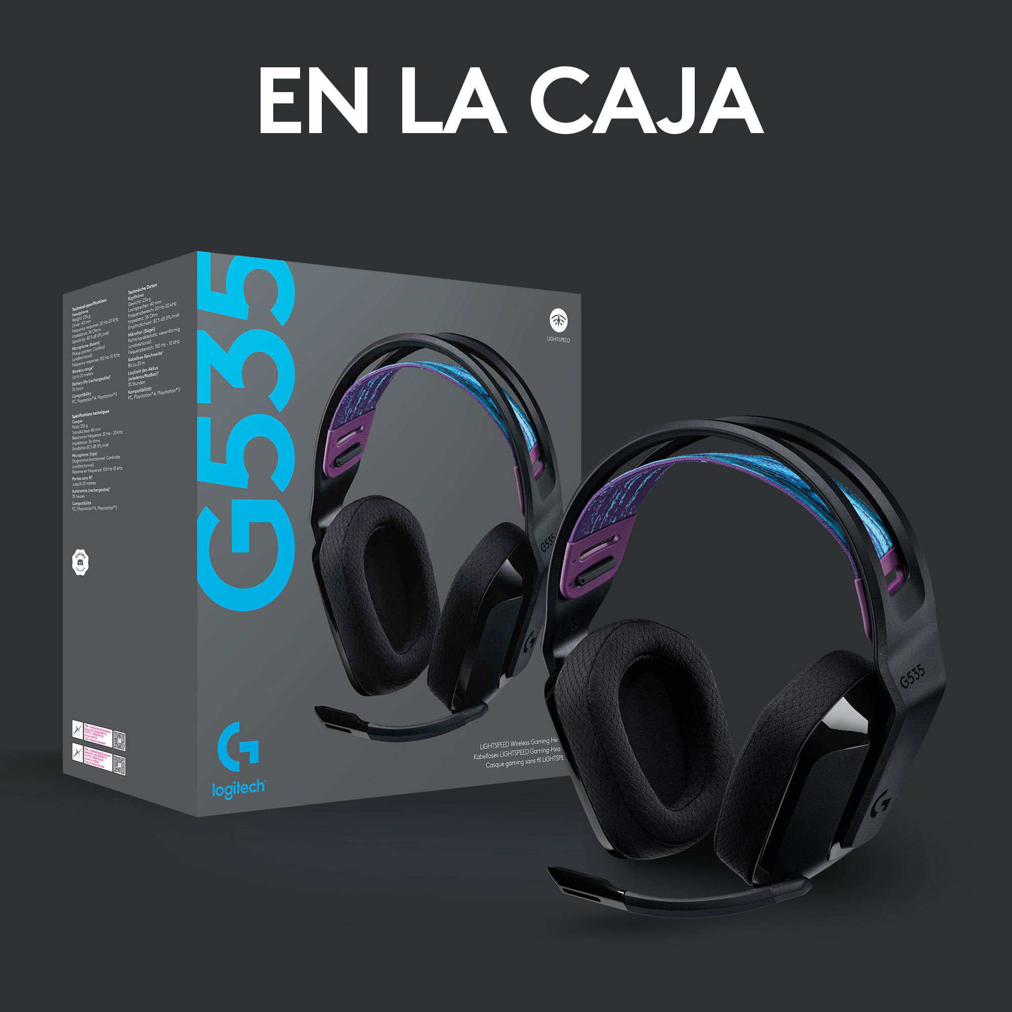 Logitech G535 Diadema Gamer Inalámbrica Lightspeed, Pc/ps5 - Imagen 4