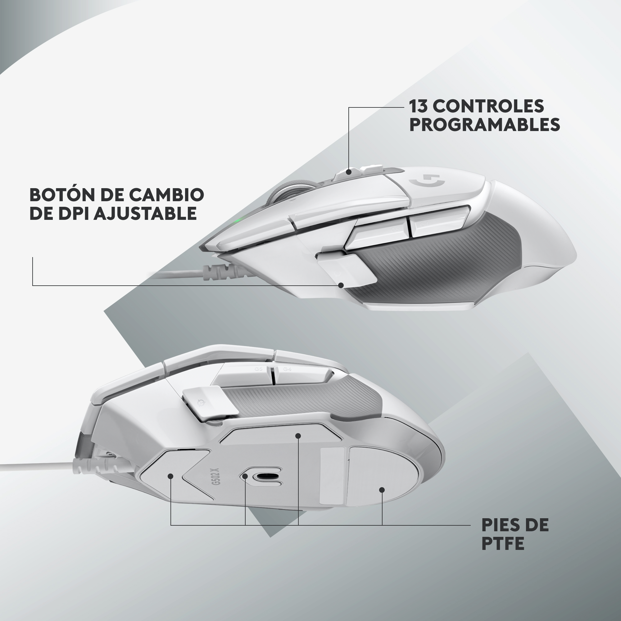 Mouse De Juego Logitech G502 X Blanco 910-006144 - Imagen 2