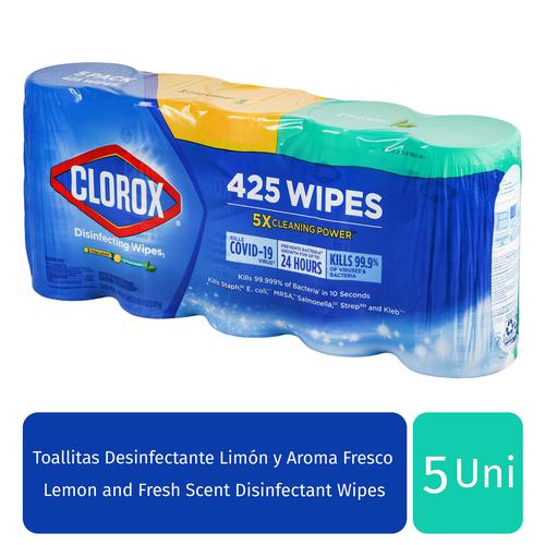 Clorox Toallitas para Limpiar y Desinfectar 5 Unidades / 85 toallas