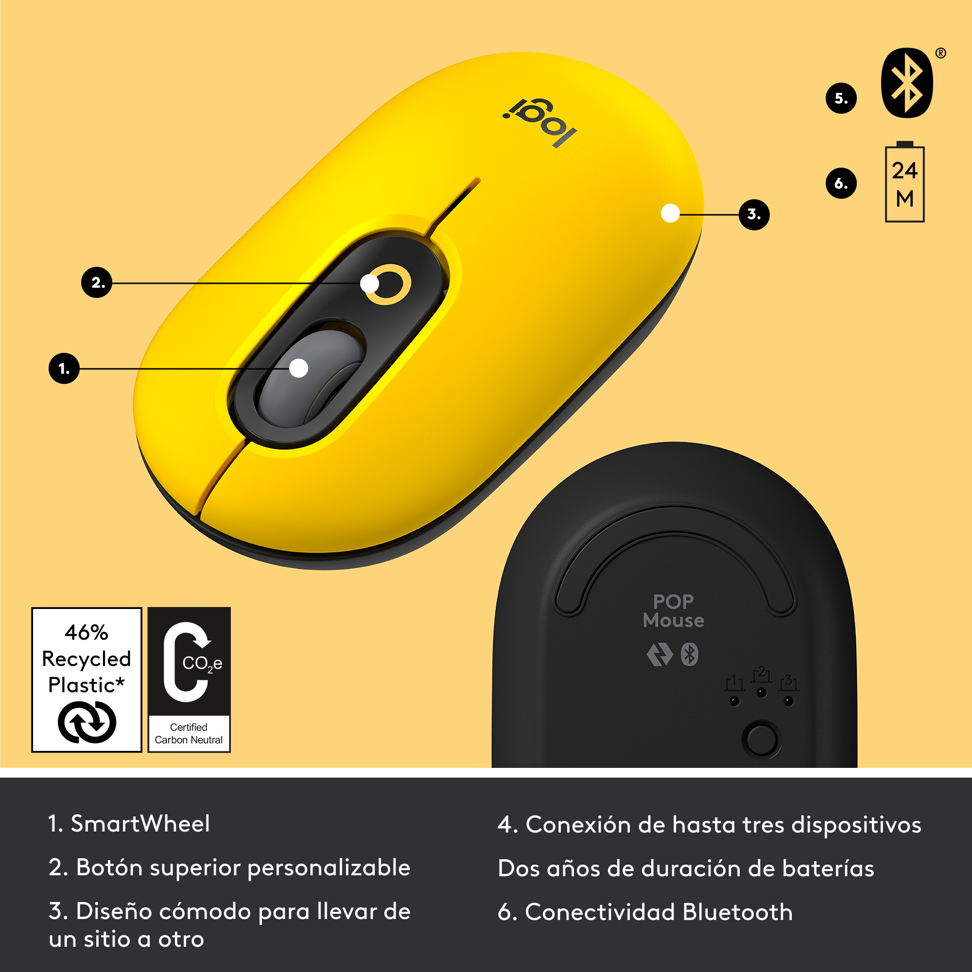 Mouse Bluetooth Logitech Pop Blast - Imagen 4