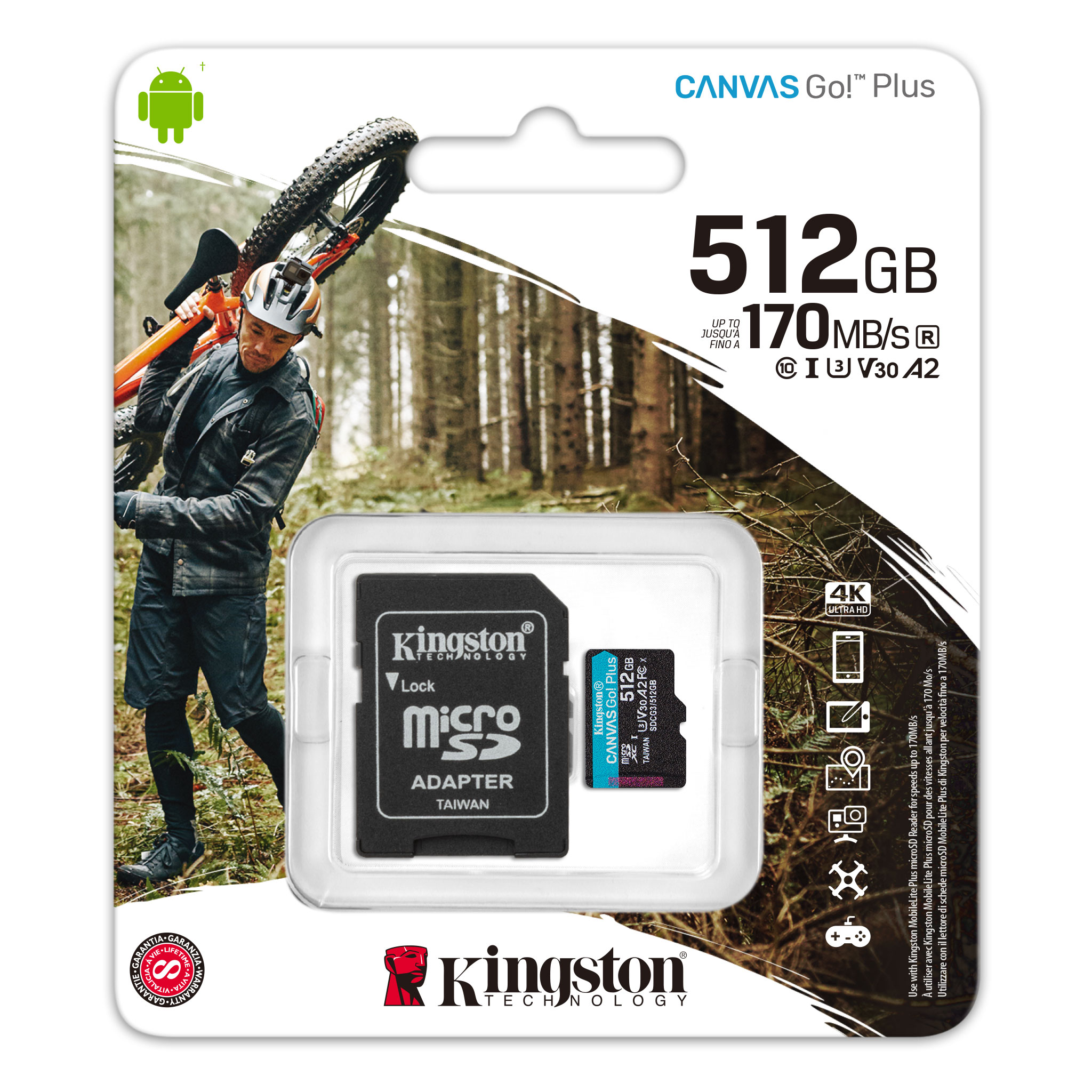 Memoria Micro Sd 512 gb Kingston Canvas Sdcg3 170mb/s Negro - Imagen 3
