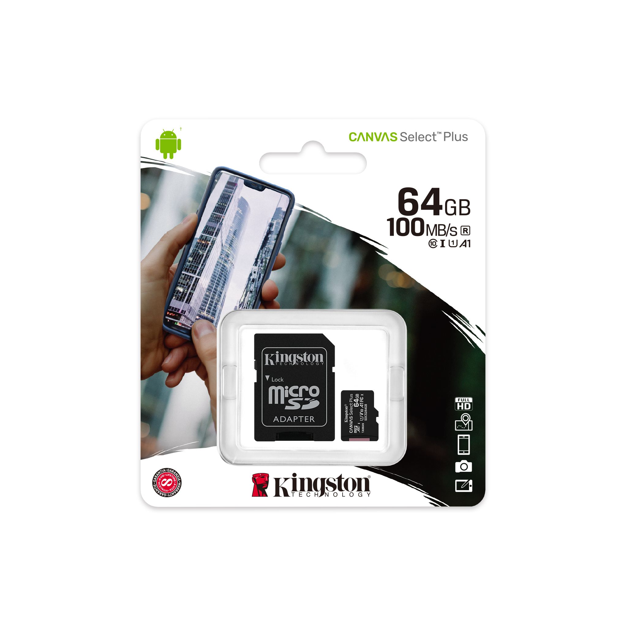 Memoria Micro Sd Kingston 64 gb 100 Mb/seg Canvas Sdcs2 negro - Imagen 2