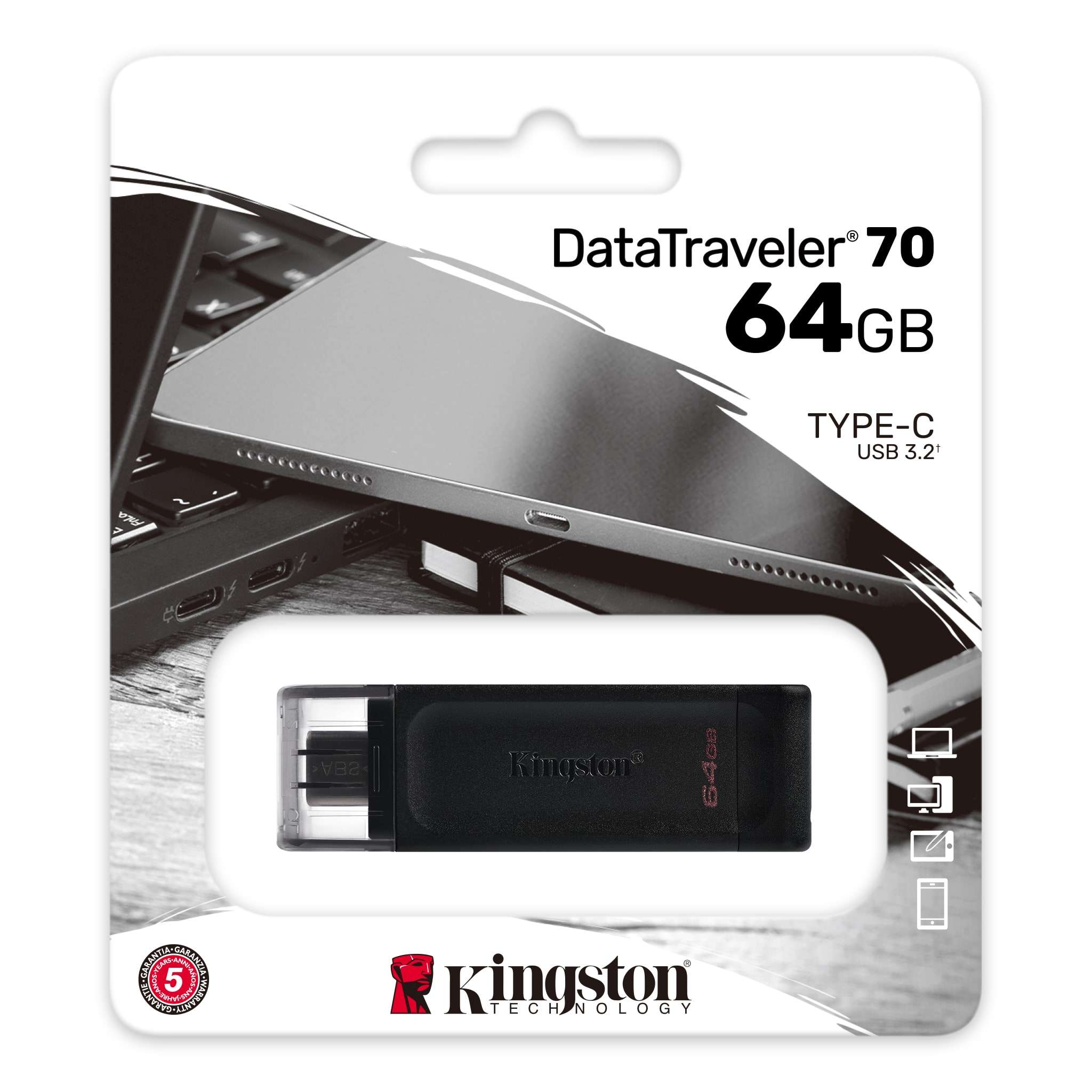 Memoria Usb Kingston Datatraveler 70 Dt70 64gb 3.2 Usb C - Imagen 2
