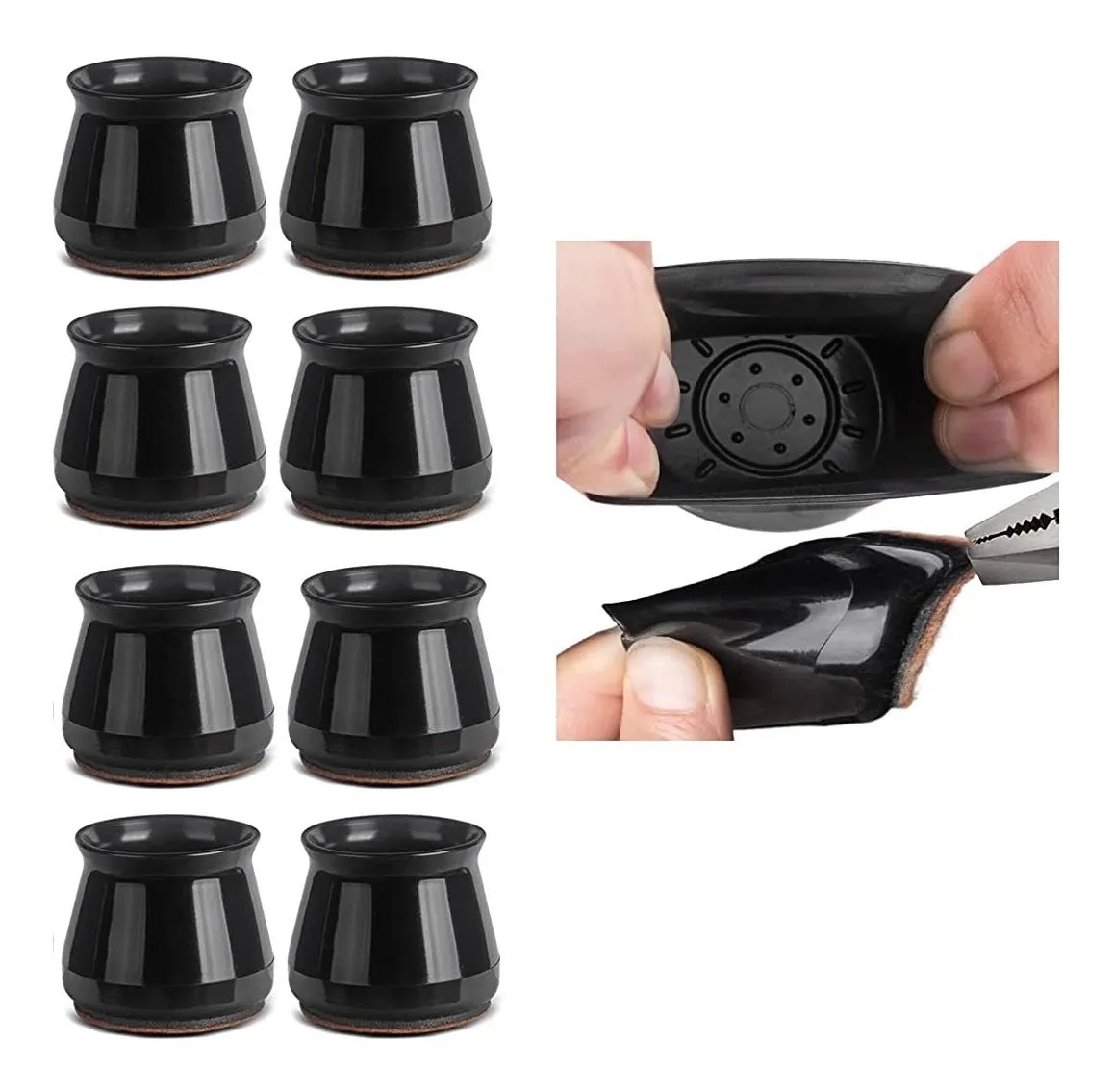 Protector Pata Silla Silicona Con Fieltro 16 Unidades Negro