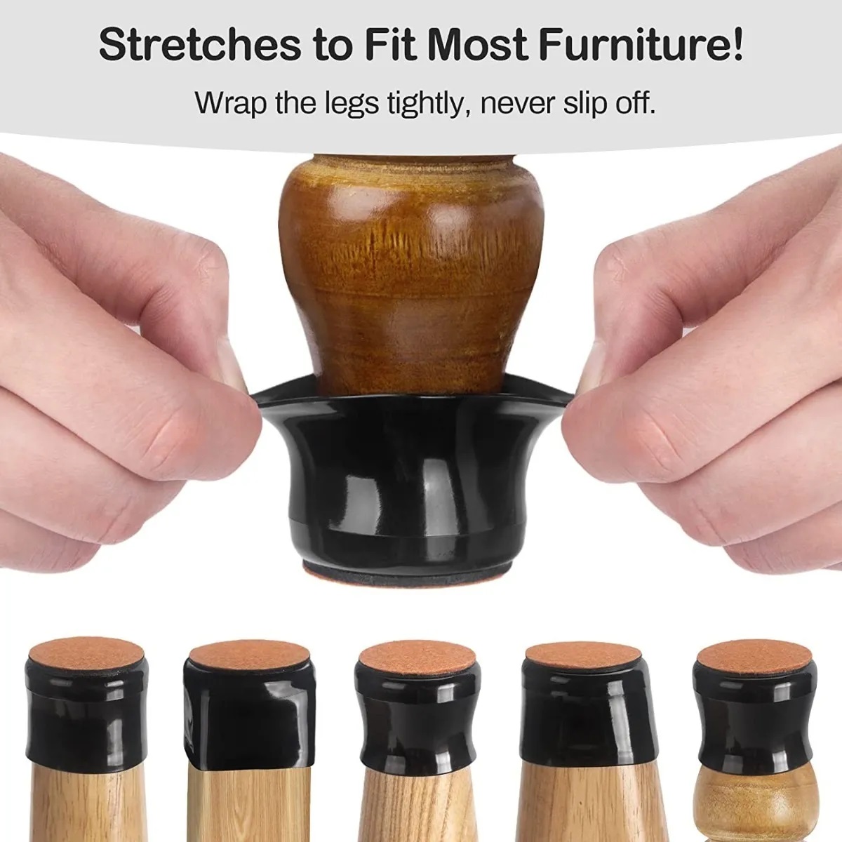 Protector Pata Silla Silicona Con Fieltro 16 Unidades Negro - Imagen 2