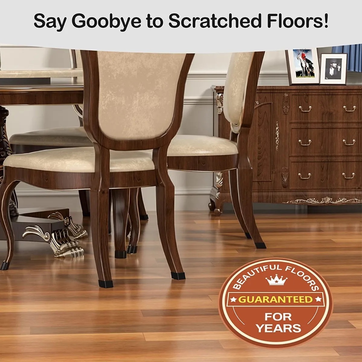 Protector Pata Silla Silicona Con Fieltro 16 Unidades Negro - Imagen 3