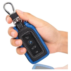 Funda Estuche Cuero Para Llaves De Carro Universal Azul