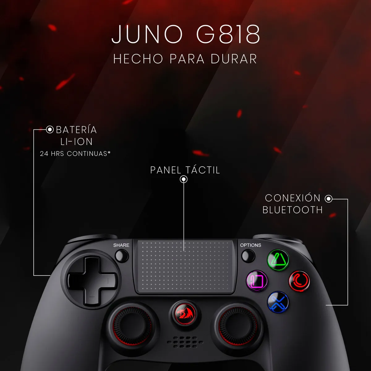 Game Pad Redragon Juno G818 Bluetooth/alámbrico - Imagen 2