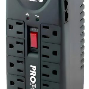 Regulador Estabilizador De Voltaje Powest Propc1000 De 8 Tom Negro