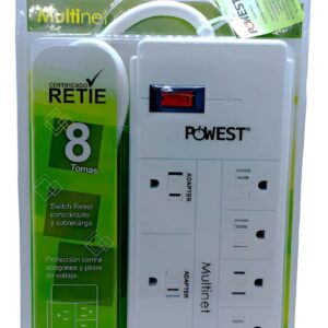 Multitoma Regleta Supresor De Picos 8 Salidas Powest 1800w C