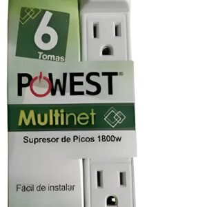 Multinet Regleta Powest Multitoma 6 Salidas Cable 1800w Blanco