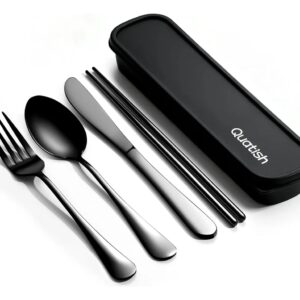 Juego Cubiertos Viaje Utensilios Portatil Estuche 5 Piezas Azul