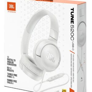 Audífono Diadema Jbl Tune 520 Con Cable Tipo C White Blanco