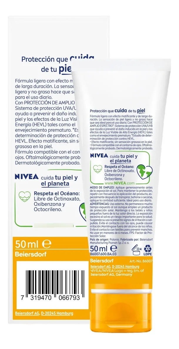 Protector Solar Facial Nivea Sun Control Brillo, Efecto Mati - Imagen 3