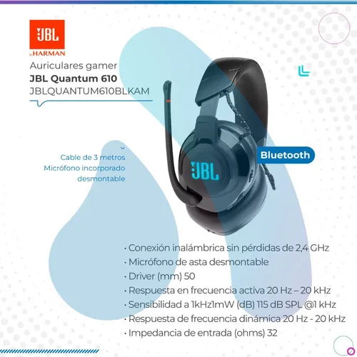 Auriculares Gamer Jbl Quantum 610 Wireless Jblquantum610blka Color Negro Negro - Imagen 2