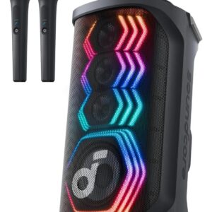 Bocina Bluetooth Soundcore Rave 3s 200w Con Karaoke 2 Micrófonos Eliminación De Voz Ai Reverb Luces Led Y 12h Batería Portátil Para Casa O Jardín Color Negro Negro