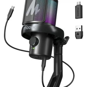 Micrófono Inalámbrico Condensador Maono Dm40 Pro Rgb Efec Ia Negro