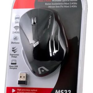 Mouse Óptico Inalámbrico Argomtech Maxi Ms33 Receptor Usb Color Negro