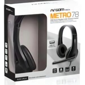 Audífono Argom Tech Usb Estéreo Con Microfono Arg-hs-0078 Color Negro
