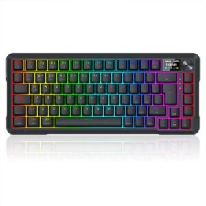 Teclado Mecánico Redragon Ucal Lcd Pro K724rgb-pro Sp Negro Español Latinoamérica Pantalla LCD interactiva perilla metálica de alta calidad Switches premium Triple conexión